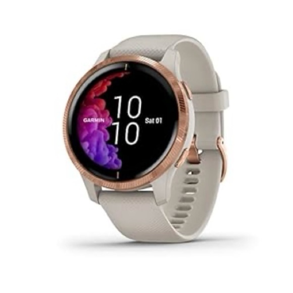 garmin Accessories - Garmin Venue GPS smartwatch. Cream & rose gold. Extra band & charger included.